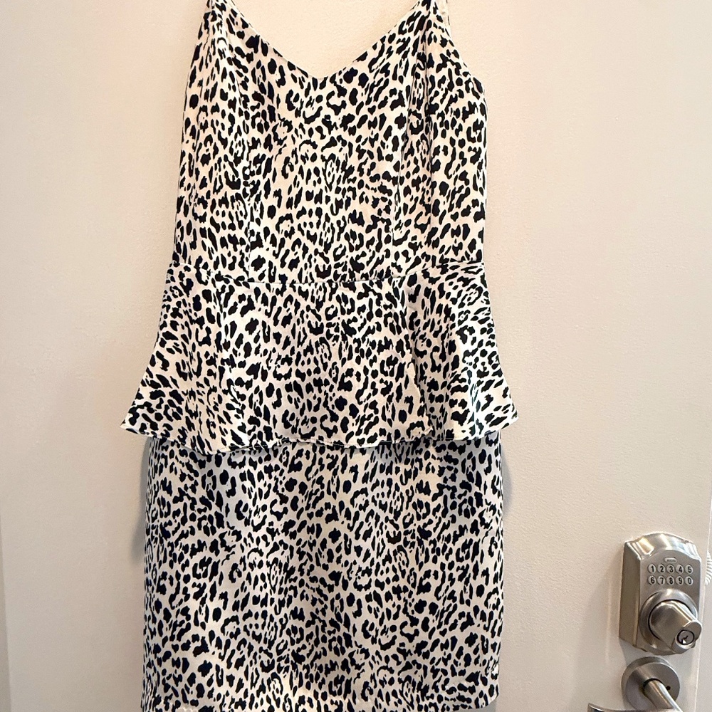 Parker Leopard Print Peplum Mini Dress – Size S
